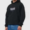 Black Graphic Pullover Fleece Hoodie