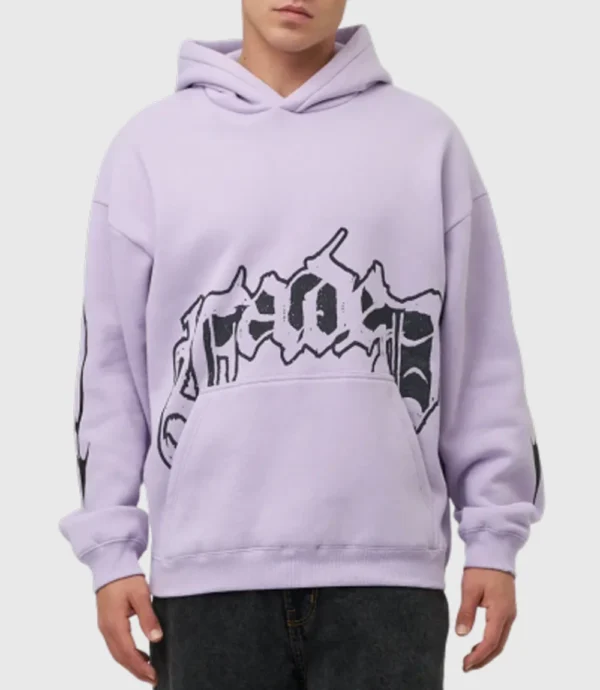 Faded Graphic Oversized Purple Hoodie