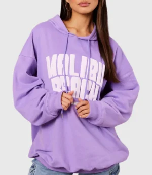 Purple Oversized Graphic Hoodie Women